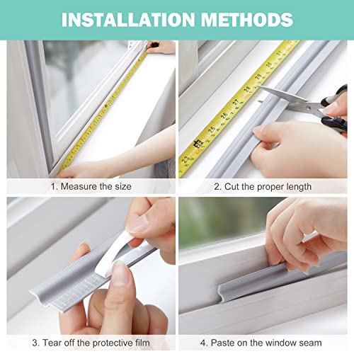 3 Pcs Draft Stopper Sweep, MOPMS Door Weatherproofing Stripping, Window Seal Strip Self-Adhesive Soundproof Seal Strip Cuttable Window Weather Stripping, Length 19.68Ft (3 Pcs x 6.56Ft) - color: Gray, size: 19.7 ft (3 pcs)