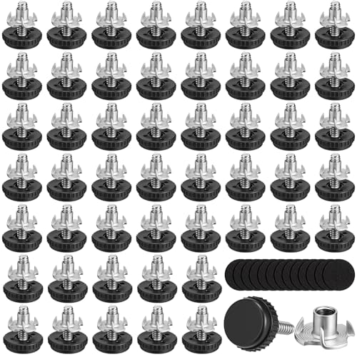 Pinkunn 50 Pieces Adjustable Leveling Feet with T- Nut Kit, Serrated - style: Serrated