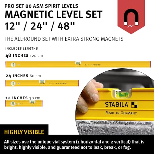 STABILA PRO SET 80 ASM Level Set, 48, 24 and 12 Inch, Cat. No. 29940