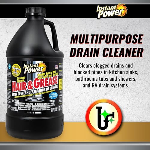 Instant Power Hair and Grease Drain Opener and Clog Remover 2 Liters (67.7 Fl Oz), Black - size: 67.7 Fl Oz (Pack of 1)