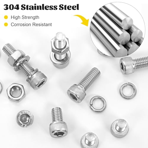 1220PCS M3M4M5M6 Metric Hex Socket Head Screws Assortment Kit - size: SS M3M4M5M6 1220pcs