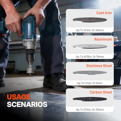 BLACK CANYON 12 Pcs Carbide Hole Saw Kit, Heavy Duty Hole Saw Set with Carbide Hole Cutters and Pilot Drill Bits, for Stainless Steel/Cast Iron/Carbon Steel/Aluminum/Metal (5/8" to 2-1/8")