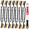 12 Pcs Mini Brass Brush Set, Brass Scratch Brush with Curved Handle - style: Brass