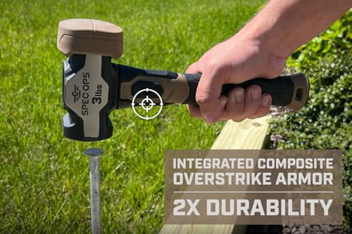 Spec Ops Tools Drilling/Crack Hammer for Striking & Demolition, Bi-Material Shock-Absorbing and Vibration Dampening Handle, 3 lbs - size: 3 lbs