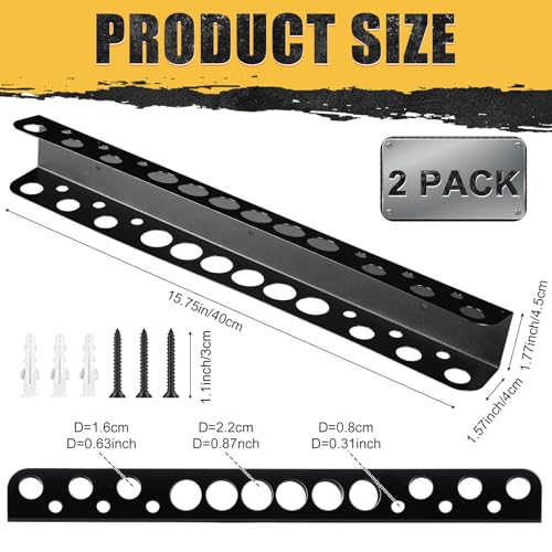 2 Pack 15.75 Inch Screwdriver Organizer Heavy Duty Wall Mount Metal Pliers Rack Holder Hand Tool Organizers and Storage Rack Peg Board for Screw Driver Pliers Garage Workshop Tool Chest Cart