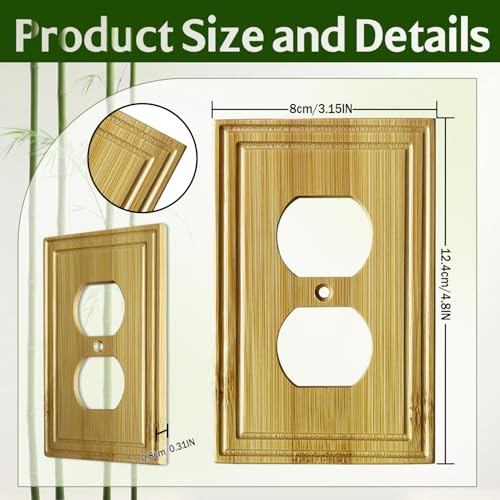 outlet cover plate, Bamboo wall outlet cover, Natural Finish.2 Pack - color: outlet covers, size: Socket
