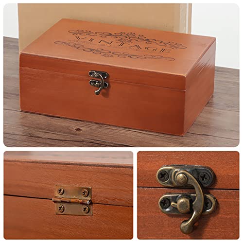 EAEDMY 36 Sets Retro Jewelry Box Hinges and Latches Hardware, Small Bronze Brass Latch Hinges for Wooden Jewelry Box and Decorative Cabinet, with Matching Screws Kit(Catch*12 + Hinges*24) (36)