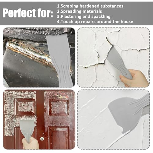 6 PCS Plastic Putty Knife, Flexible Paint Scrapers, Spackle Tool for Spackling, Repairing Drywall, Removing Wallpaper and Applying Plaster