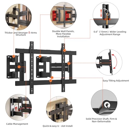 Corner TV Wall Mount for 55-120 inch TV, TV Bracket Hold 298 lbs - size: 55-120 inch