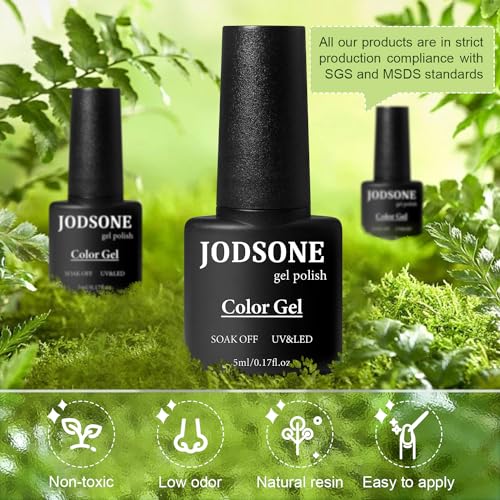 JODSONE 60 PCS Gel Nail Polish Kit with U V Light 55 Colors Gel Polish Base Top Coat Manicure Gifts - color: B16