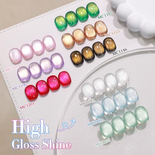 Double Rhythm 28Pcs 0.5Oz Cat Eye Gel Nail Polish Set Same Color Same Bottle Magnetic Gel Polish Kit Nail Art Manicure Salon DIY at Home (Silver Gold Red Black-T24-7) - color: Cat Eye Silver
