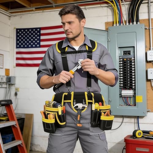 Magnetic Tool Belt, Heavy Duty Tool Pouch for men Magnet Holster Nail Utility Toolbelt Adjustable Waist Holder for Handyman Contractor (Yellow) - color: Yellow