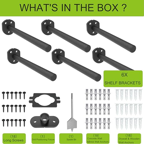 Floating Shelf Bracket (1/4" Thick,Flush-to-Wall Hidden Heavy Duty Brackets for Wood Shelves，Solid Steel Invisible Shelf Support,,Seamless Blind Design for Kitchen, Study&DIY 10 Inch Black - size: 4 Inch, style: Flush-to-Wall No Gaps Black 6 Pack