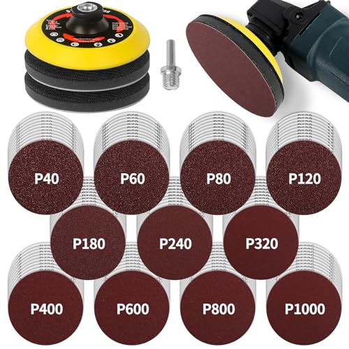 Pomsare 114PCS Angle Grinder Sanding Discs Polishing Pad Kit, 5 Inch Hook and Loop Foam Backing Pad, Drill Sanding Angle Grinder Attachments with 5/8-11 Threads for Metal Wood Grinding 40-1000 Grits - style: Premium 5 Inch 114 PCS