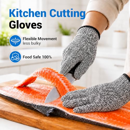A5 Cut Resistant Gloves, Food Grade Kitchen Safety Gloves - color: Dark Gray, size: Small