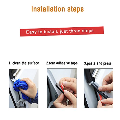 Universal Door Seal Strip, B-Shape Rubber Weatherstrip for Auto Windows Sunroof & Engine Cover Protection (16.5 Feet, Black) - size: 51/100" (W) x 1/5" (T) x 16.5' (L)