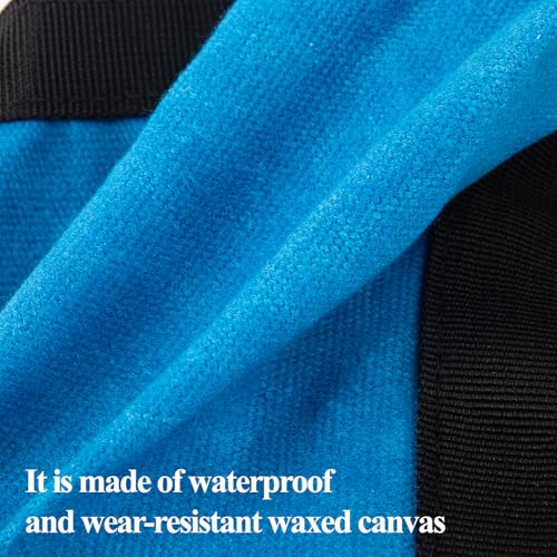 Waxed Canvas Nail/Screw Pouch, Tool Pouch with Belt Clip, 5 x 5 x 8 Inch Rounded Bolt Bag with Stand up Base Metal Clip on Organizer, Nail Pouch Suitable for Carpenters, Electrician, Carpenter - color: Blue