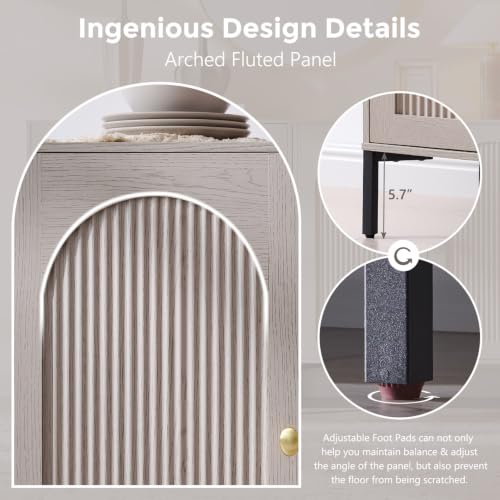 IFGET 34"Tall Modern Arch Sideboard Buffet Cabinet with Storage, Light Grey - color: Light Grey, size: 1 Piece