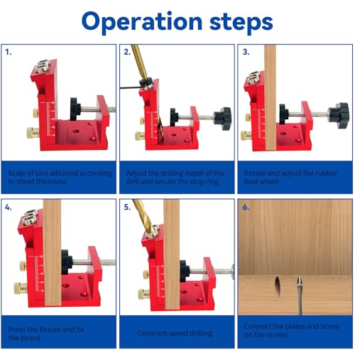 Pocket Hole Jig Kit Adjustable Hole Woodworking Tool with 2 Drill, Pocket Dowel Hole Jig System Set for 15 Degree Joint Angle