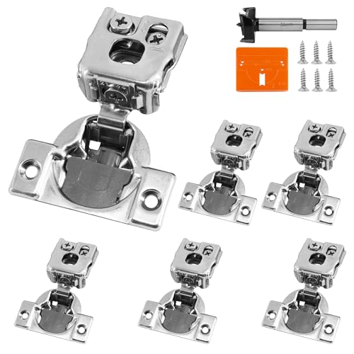 1 Inch Overlay Soft Close Cabinet Hinges, 6 Pack Slow Soft Close Hinges for Kitchen Cabinets Satin Nickel Hidden Self Closing Kitchen Cabinet Hinges for Cupboard - size: 1 inch Overlay