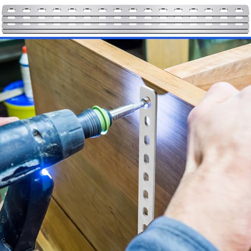 Zonon 15 Pcs 16 Inches Flat Straight Brace Brackets Adjustable 201 Stainless Steel Mending Plate 408mm/16 '' Length 16 Screw Hole Straight Bracket, 2.8 mm Thickness, Slot for 5/16" Screw (Silver) - color: Silver