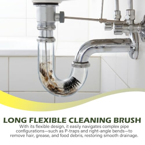 Flexible Drain Brush, 48" & 17.7" Long Pipe Cleaner for Sinks