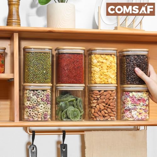 ComSaf Glass Jars with Bamboo Lids 0.8 Qt, Set of 6 Pantry Glass Jars - size: 0.8Qt*6