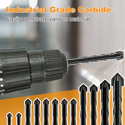 12Pcs Wide-Tip Masonry Drill Bit Set & Concrete Drill Bit Set, 5/32"-1/2" - size: 12 pcs 5/32"-1/2" Masonry Drill Bit Set