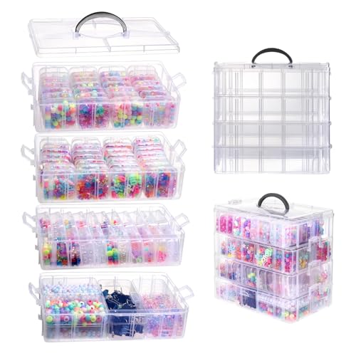 VTG Bead Organizer Box, 84 Pcs Small Plastic Containers with Lids, 4-Tier Stackable Storage Box, Clear Organizers for Jewelry Toys Craft Storage - style: 4 Tier coffret