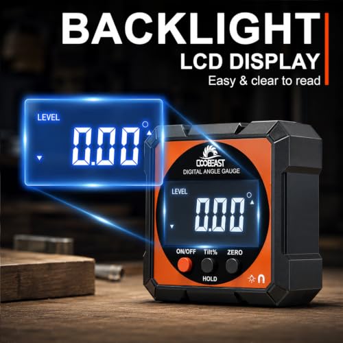 Digital Angle Finder Magnetic Base Compact Digital Level Protractor Black - color: Black