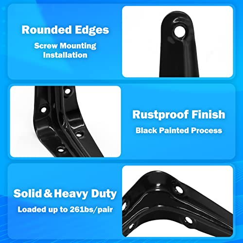 12pcs 6 Inch Shelf Brackets, Heavy Duty L Bracket, Black - size: 5x6 Inch-Black