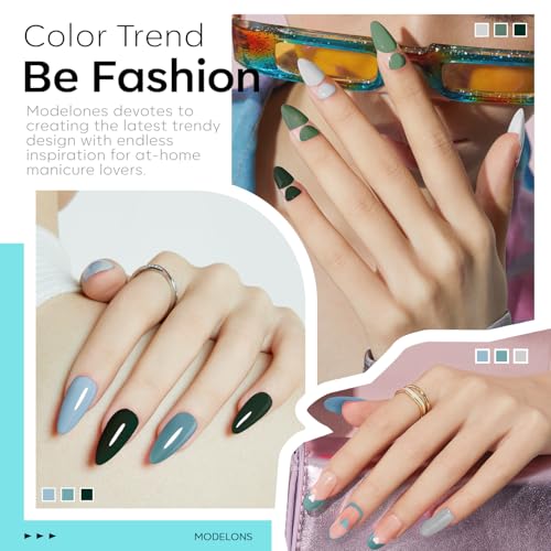 modelones Green Blue Grey Gel Nail Polish Set 6 Colors - color: A Green Blue Grey