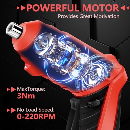 JENABOM 3.6V Electric Cordless Screwdriver Set, Mini Drill Set - color: Red