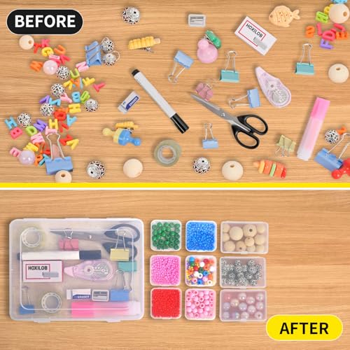 46Pcs Bead Organizer Set, Premium Small and Medium Clear Plastic Storage Boxes for Jewelry Making Crafts Screws Seeds DIY Bracelets Diamond Small Parts, Stackable Containers with Hinged Lid and Labels - size: 2 Pack 46 Pcs (Small and Medium)