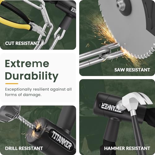 Titanker Bike Chain Lock with Keys, 3.3 Feet Security Heavy Duty Anti-Theft Bicycle Chain Locks for Bike, Motorcycle, Bicycle, Door, Gate, Fence, Grill (6mm, 8mm, 10mm Thick Chain) - color: Black-8mm Chain