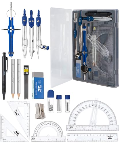 Mr. Pen- Geometry Set, 15 pcs, Navy Blue, 6 Inch Swing Arm Protractor - color: Navy Blue