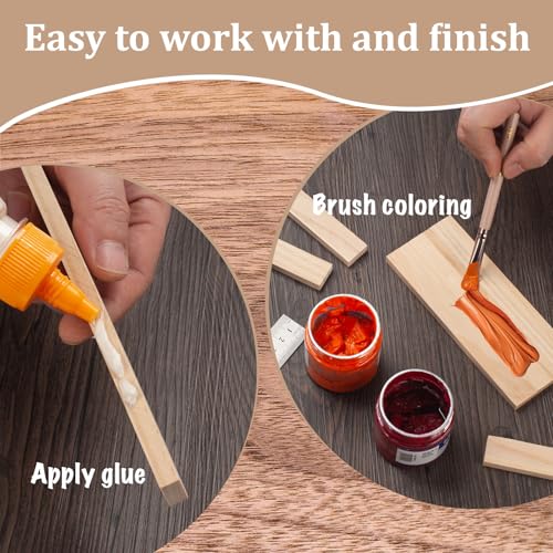 Wooden Dowels Wood Strips Slats for Crafts 3/8" × 1" × 6", 30 PCS Lumber Boards Flat Wood Dowel Rods Wooden Sticks for Crafting, Unfinished Hardwood Sticks Trim for Woodworking, Model Making - size: 3/8x1x6 in - 30PCS