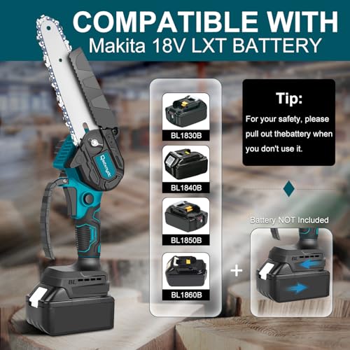 Cordless Mini Chainsaw 6 Inch for Makita 18V LXT (No Battery), Brushless Portable Electric Chain Saw Tool for Makita BL1850, Small Handheld Chainsaw for Pruning Shear Branch Wood Cutting Tree Trimming