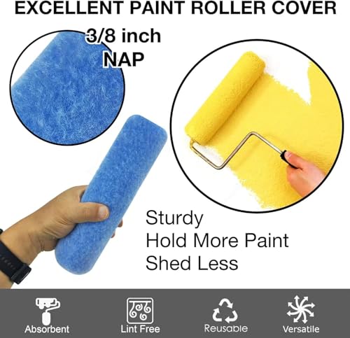 Great Andrew 6 Pack Paint Roller Covers 9 Inch 3/8" Nap - size: 6 PCS, 9-In