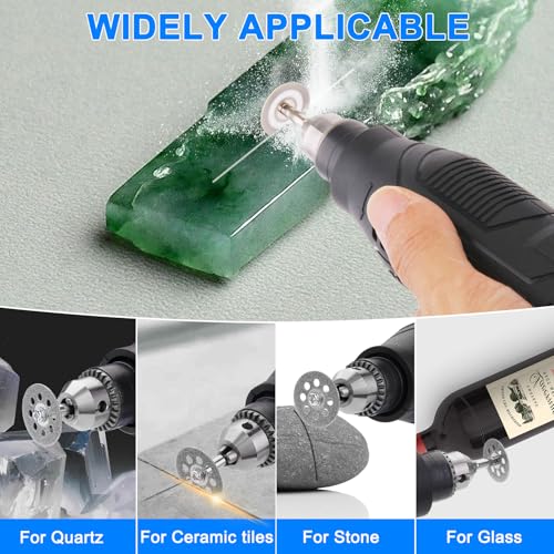 20 PCS Professional 545 Diamond Cutting Discs，Diamond Cutting Wheel Kit for Dremel Rotary Tools | 22mm Blades + 4 Mandrels & Screwdriver