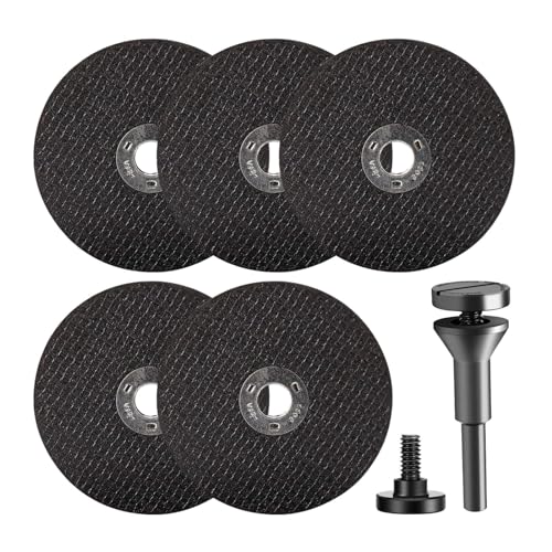 5Pcs Cutting Wheel for Drill,with 1/4 Stem Mandrel,Sturdy Replacement Cut Off Wheel Set for Die Grinder,Metal Cutting Discs for Cutting Steel,Bronze,Brass,Nut,Bolt,Screw,Copper