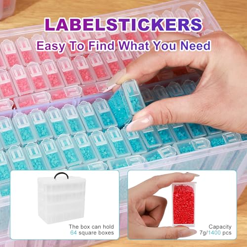 VTG Diamond Painting Storage Containers with 320 Grids Diamond Art Storage Bead Organizer Painting Accessories DIY Jewelry Craft - style: Four-layer small square bottle