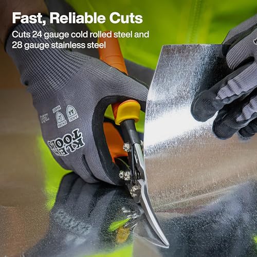 Klein Tools 1302S Aviation Tin Snips, Straight, Long Cut, Heavy Duty Metal Cutting Shears with Forged Steel Blade - style: Long Nose Straight-Cutting