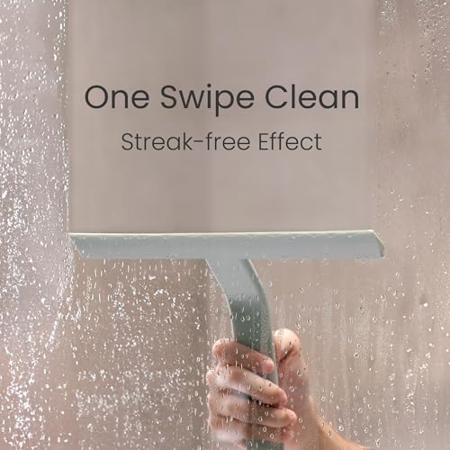 dancemoon JustHang Shower Squeegee with Built-in Hook, 10-Inch Sage Green - color: Sage Green