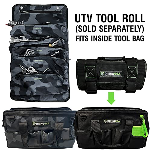 Rhino USA Tool Bag Roll - Heavy Duty Canvas Organizer for Tools - color: Green Black