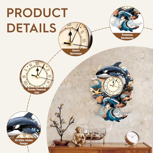 Cutywood 3D Wooden Puzzles for Adults-Killer Whale Clock Puzzle-Adult Craft - color: Killer Whale Clock