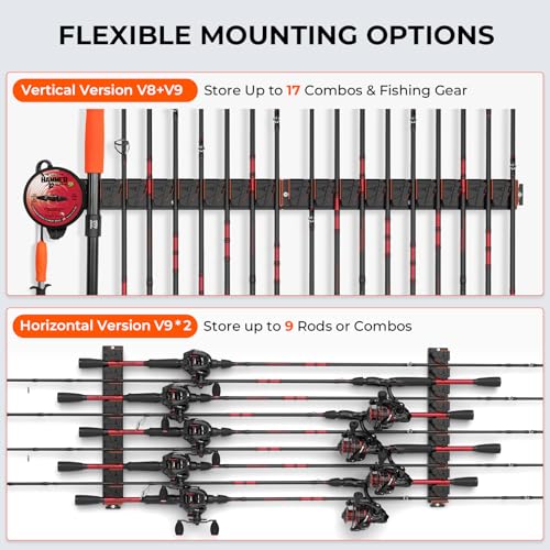 KastKing GravityLock V8 & V9 Fishing Rod Holder, Holds 17 Fishing Rods - color: V8 & V9 2-pack (store 17 combos)