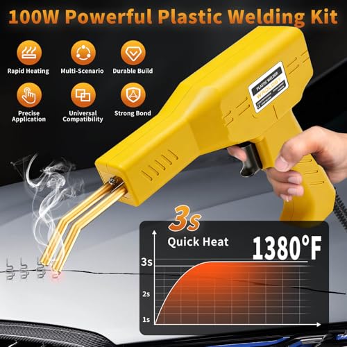 Plastic Welder Kit, 1200PCS Staples, Hot Stapler for Bumper Repair - color: Yellow