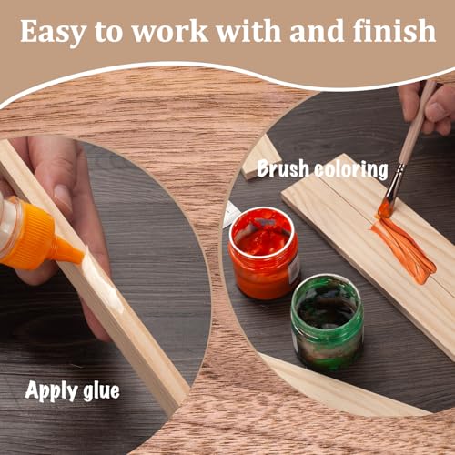 Wood Trim Wooden Strips Slats for Crafts, Square Wooden Dowels Sticks for Crafts, 3/8" × 1.5" × 12", 15 PCS Wood Dowel Rods for Crafting, Unfinished Hardwood Sticks Flat Lumber Boards for Woodworking - size: 3/8x1.5x12 in - 15PCS