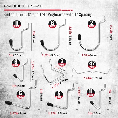 Ultimate 121-Piece Pegboard Hooks Set, Pegboard Accessories with Metal Hooks, Durable Peg Board Organizer Accessories, Pegboard Bins, Peg Board Tool Utility Hooks - color: 121 pcs -Black